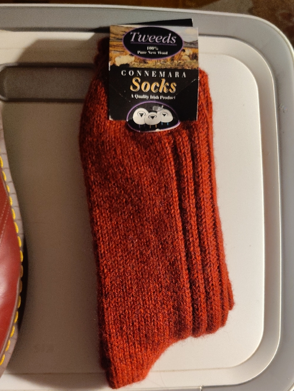 Connemara Wool Socks Red Tweed. NWT Irish Walking Socks sz XLarge 12.5-13.5   53